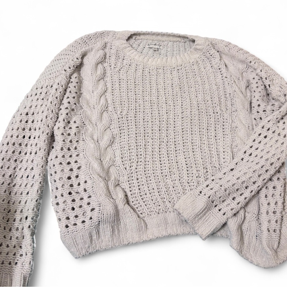 Wonderly Women's Chunky White Cable Knit Sweater